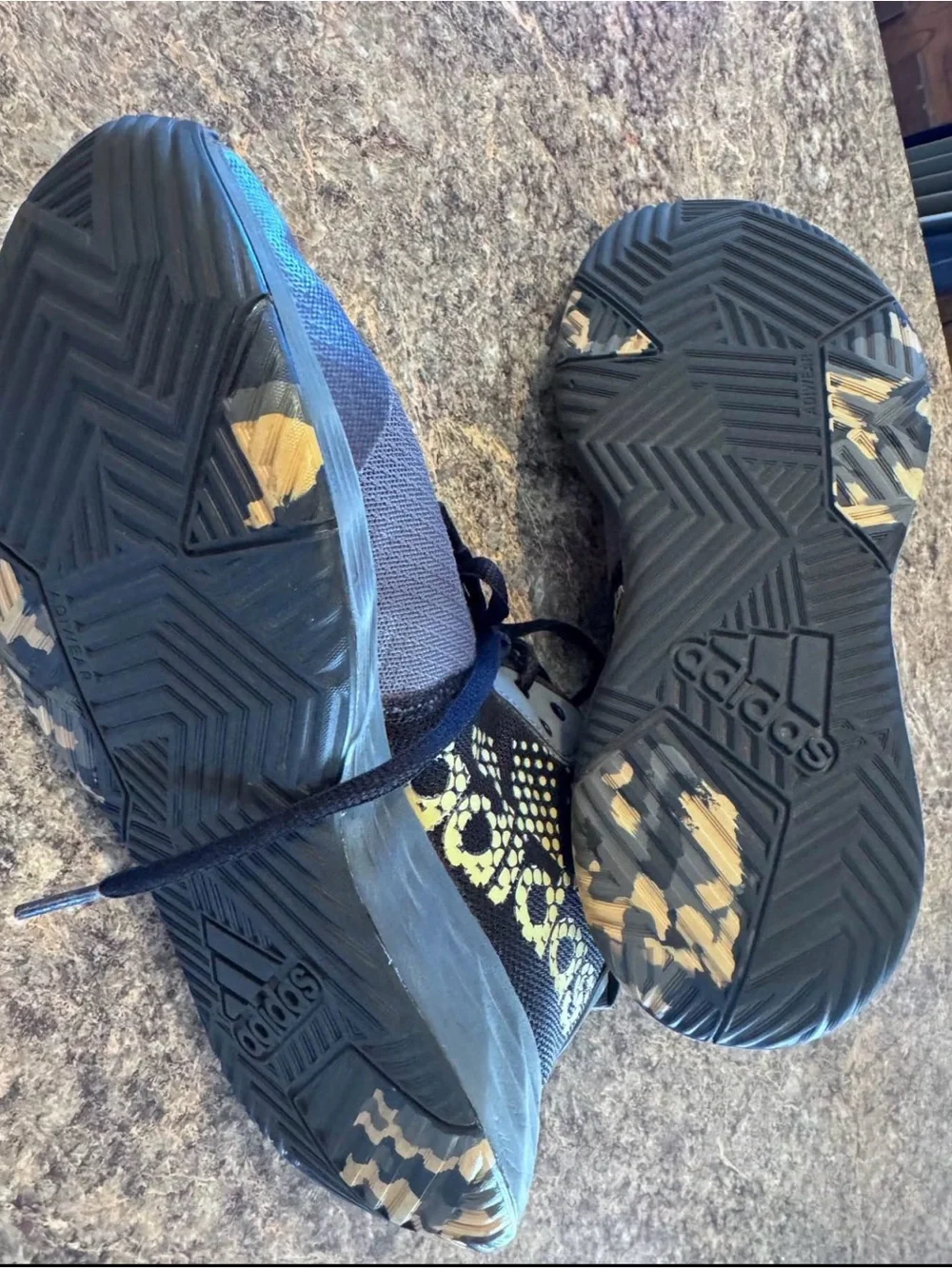 adidas Men's Black and Gray Athletic Sneakers with Subtle Gold Accents